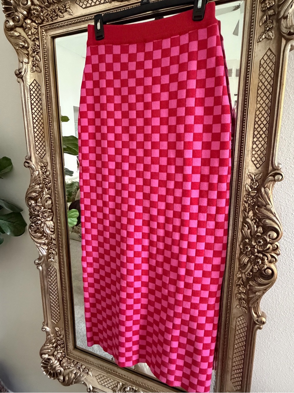 Charlie Holiday Pink and Red Checkered Knit Maxi Set - Picture 6 of 9